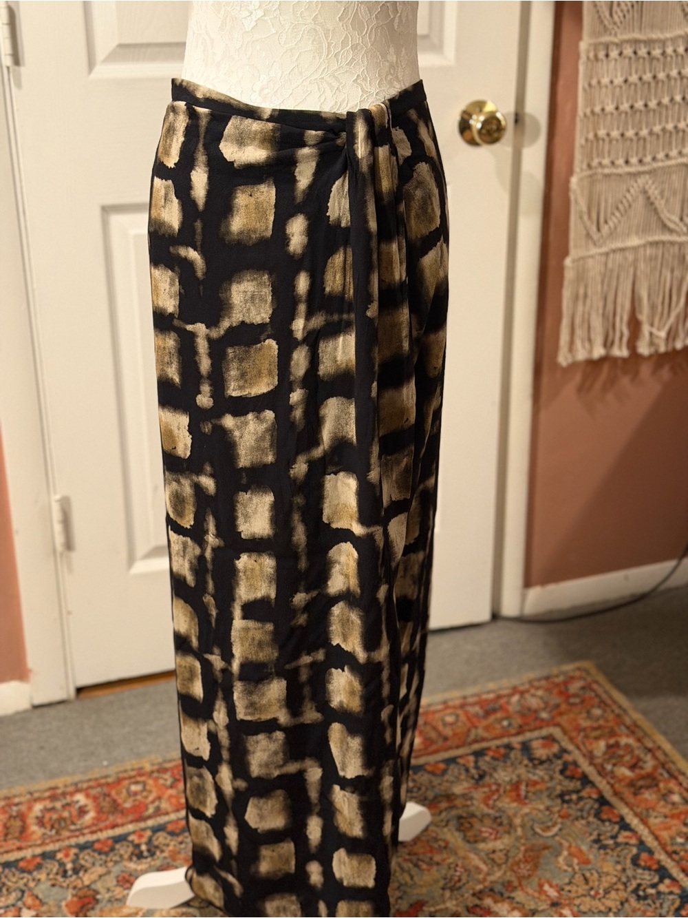 Multi  Abstract Print Maxi Skirt